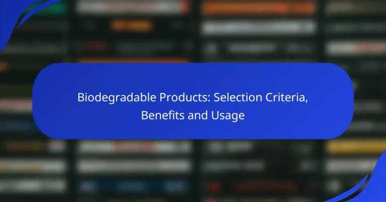 Biodegradable Products: Selection Criteria, Benefits and Usage
