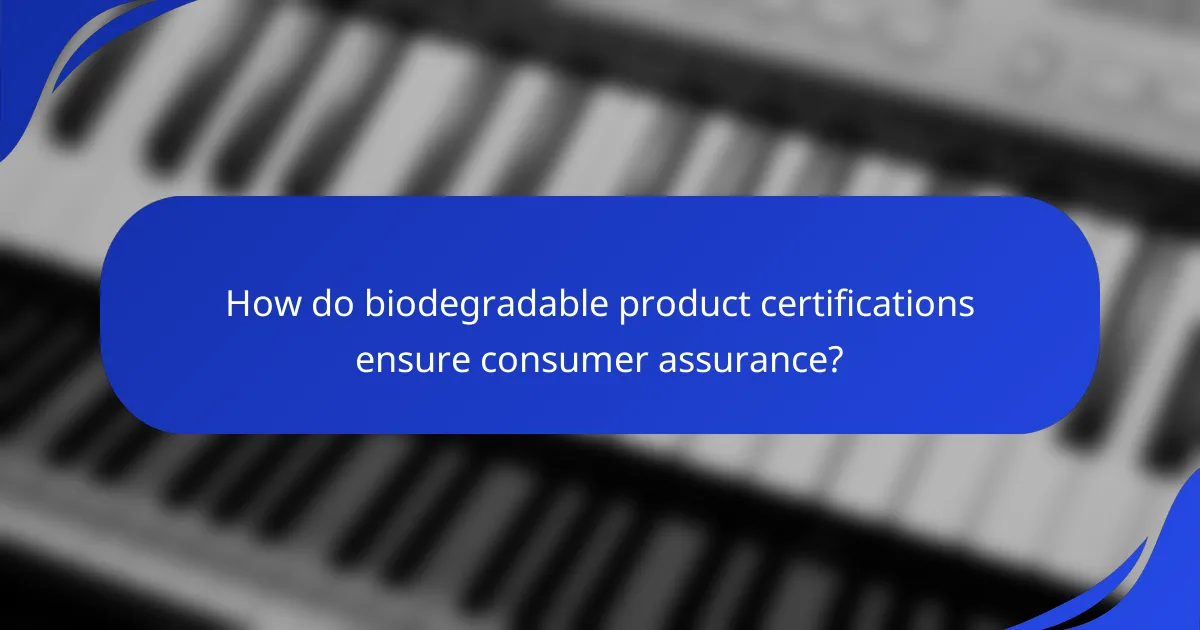 How do biodegradable product certifications ensure consumer assurance?