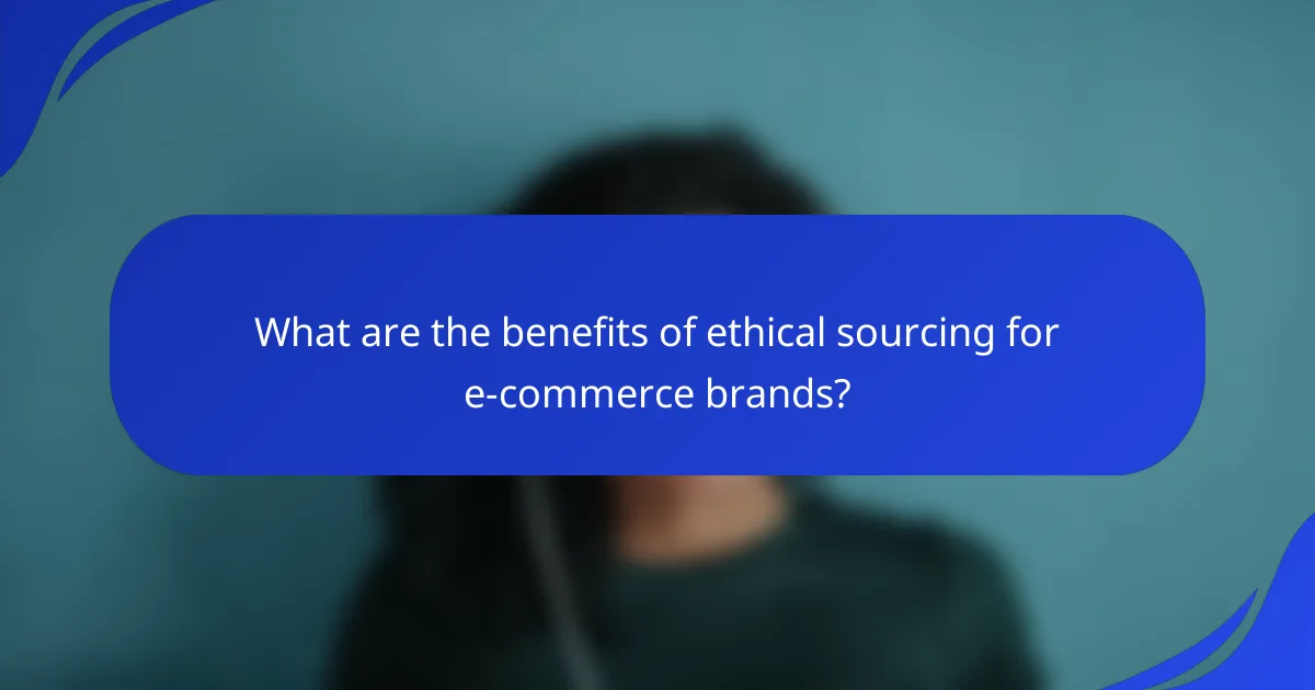 What are the benefits of ethical sourcing for e-commerce brands?