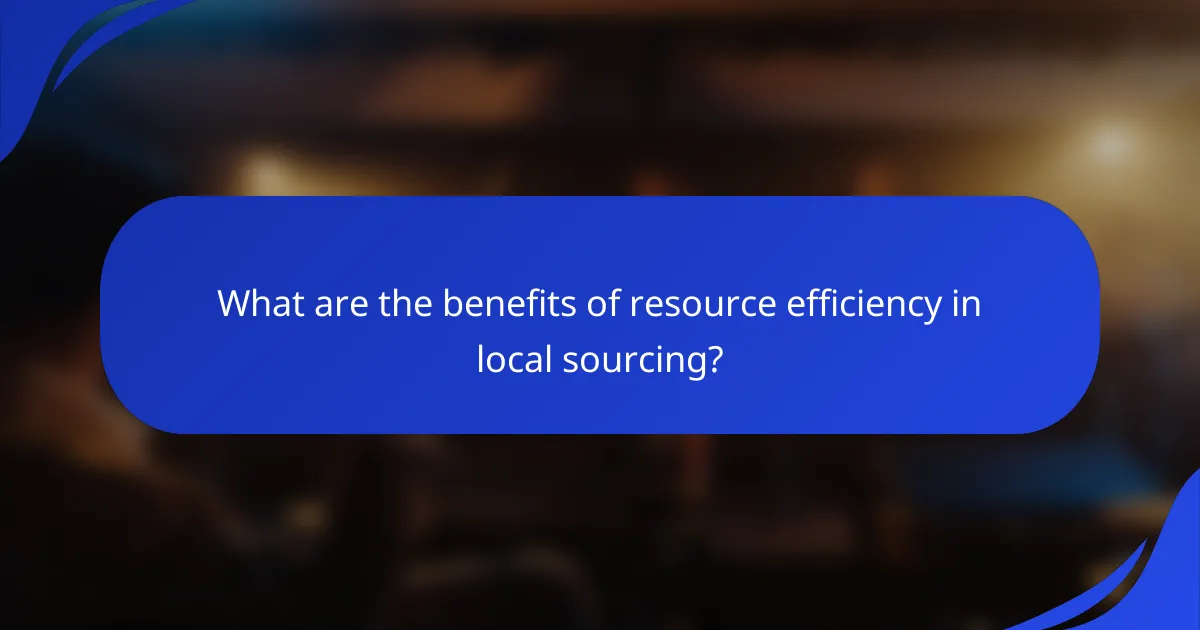 What are the benefits of resource efficiency in local sourcing?