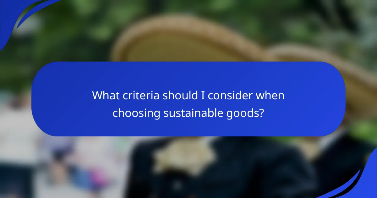 What criteria should I consider when choosing sustainable goods?